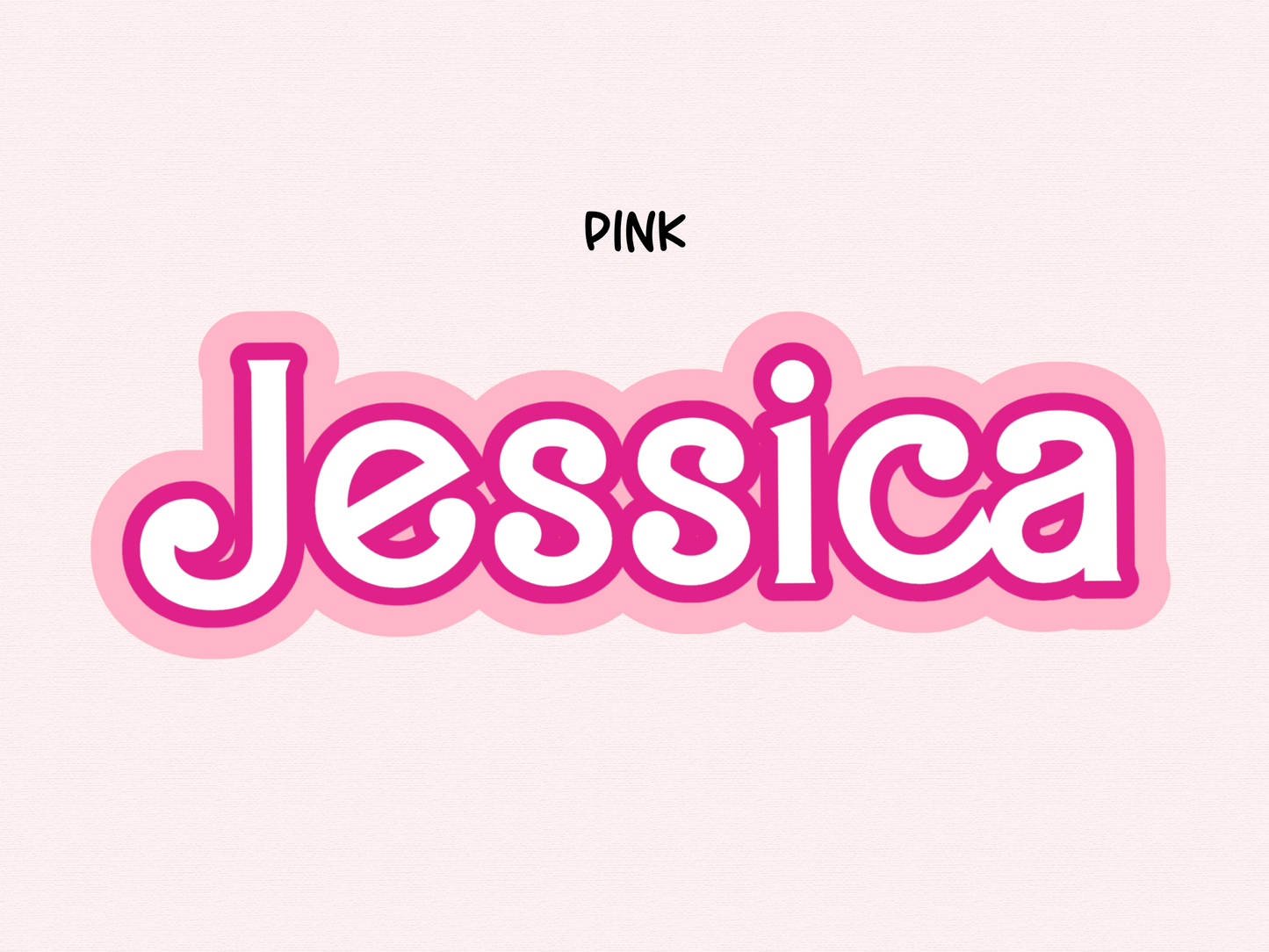 Barbie Inspired Personalized Name Sticker. Ships next Day. Size, Material, and Color options.