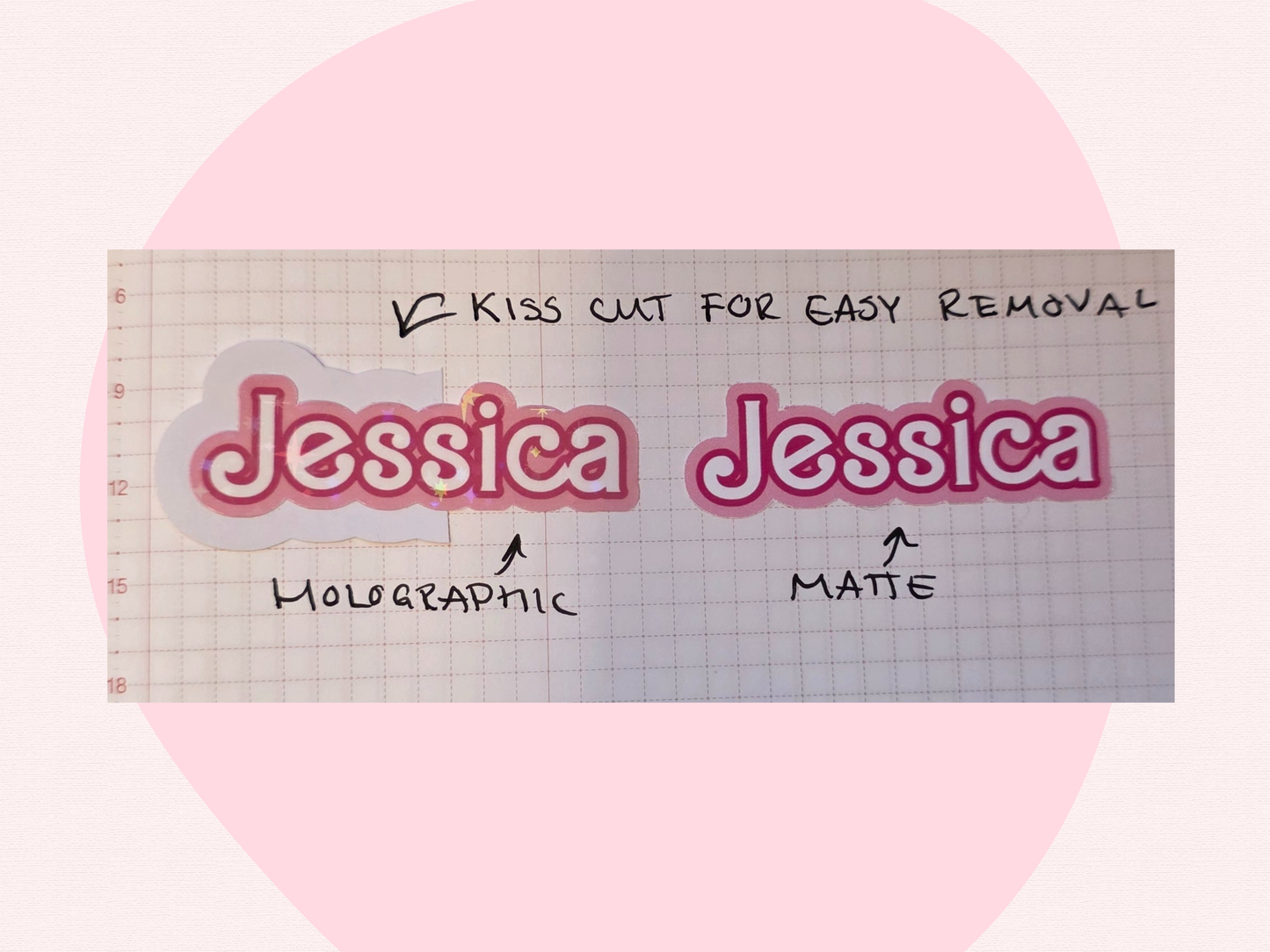 Barbie Inspired Personalized Name Sticker. Ships next Day. Size, Material, and Color options.