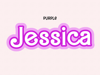 Barbie Inspired Personalized Name Sticker. Ships next Day. Size, Material, and Color options.