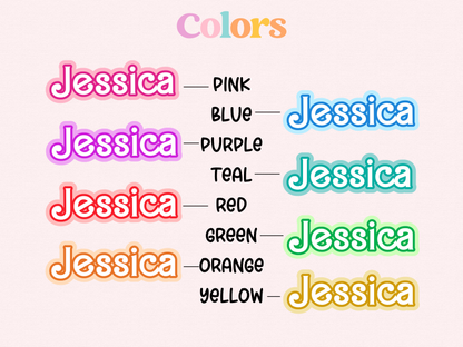 Barbie Inspired Personalized Name Sticker. Ships next Day. Size, Material, and Color options.