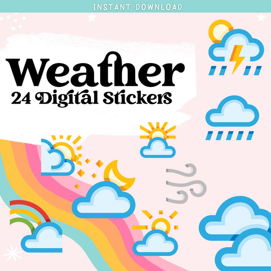 Weather Digital Sticker Bundle for Tracking, Memory Keeping, Digital Planning
